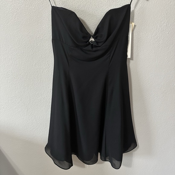 Jessica McClintock Gunne Sax Y2K Strapless Mini Party Dress Black Size 11/12 NWT - Picture 2 of 8